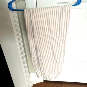 White and Beige Striped Wide-leg Pants